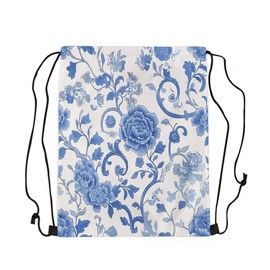 Feelyou Bird Drawstring Backpack 13"x15.7" 3D Animal Printed Gym String Bag Farmhouse Natural Theme Rawstring Bags, White Blue, 13"x15.7", Daypack Backpacks