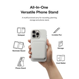 MOFT Snap Flow Phone Stand, Action Inspiration Magnetic Notepad Stand Compatible with Magsafe, Includes Two Types of Notepad and Magnetic Invisible Pen, Misty Cove + Sapphire