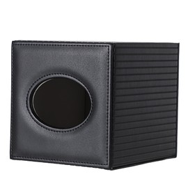Sumnacon PU Leather Tissue Box Cover Modern Square Tissue Box Holder with Magnetic Closure Decorative Tissue Dispenser Stripes Textured Tissue Holder for Bathroom Car Home Office, Black