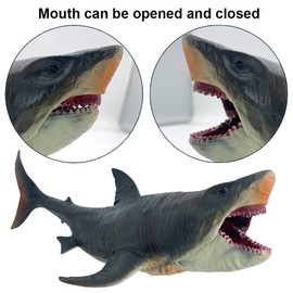 Big Shark Toys Megalodon - cifras de juguete de tiburón realista, figura de tiburón Megalodon, gran criatura de mar profundo de plástico pintado a mano para juguete de baño, decoración de tartas, colección