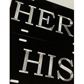 Engraved His & Hers Car Tags Set of 2 Diamond Etched Vanity Front License Plates