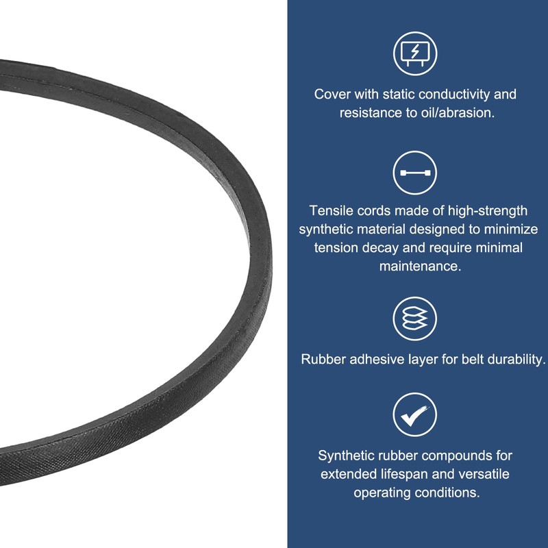 sourcing map 3L260 Classic Wrapped Rubber V-Belt, 26"(660mm) Outside Circumference,