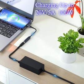 JASHALO 100W DC7450 to USB C PD Cable DC 7.4mm x 5.0mm Female(7.4 x 0.6mm) Input to USB C Male Power Charging Cable with PD Automatic Identification Chip, for Phones,Tablets,Laptops with Type C Port