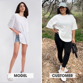 EXLURA Womens Summer Oversized T Shirts 2024 Casual Short Sleeve Loose Maternity Tops Crewneck Tunic Plus Gym Workout Top White