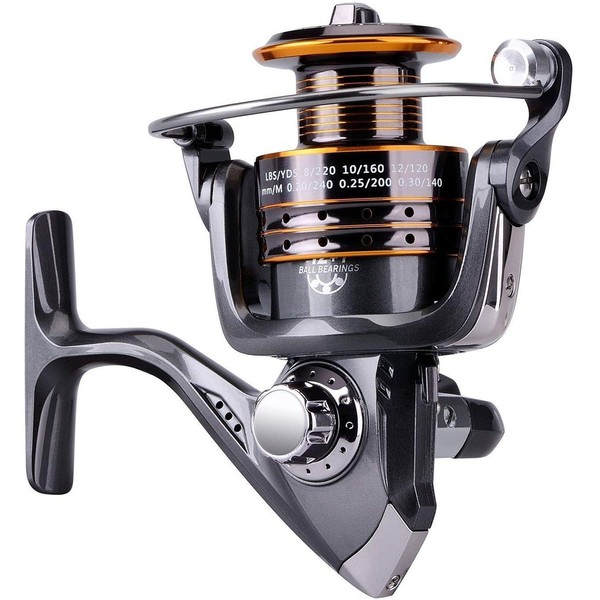 PLUSINNO HongYing Series Fishing Reels Spinning Freshwater Saltwater with 5.2:1 Gear Ratio Metal Body Left/Right Interchangeable Collapsible Handle Spinning Fishing Reel(Fishing Reel)
