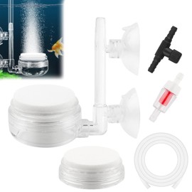 UYUYong Sauerstoff Diffusor U-Pipe Nano Bubble Stone Kit mit Steuerventil Saugnäpfe Ersatzscheibe Rückschlagventil Leiser Blasenstein für gelösten Sauerstoff Lässt Tiny Bubbles Aquarium Hydroponic