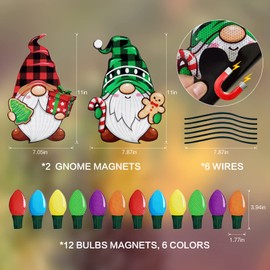 Christmas Reflective Car Magnet Decorations - 20PCS Light Bulb Refrigerator Magnets Decoration Magnetic Christmas Gnome for Xmas Holiday Decor