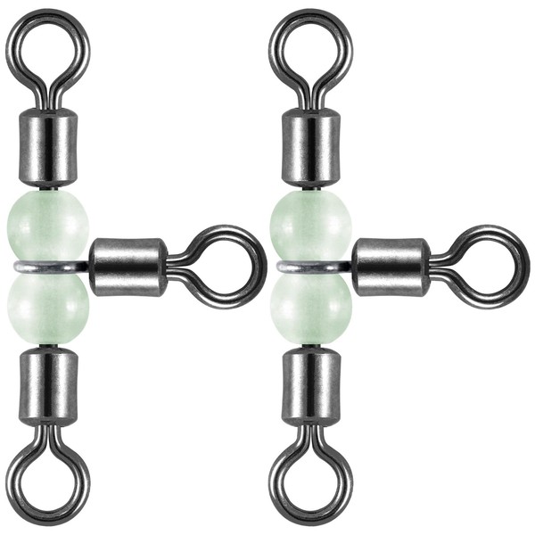 Dr.Fish 20 Pack 3-Way Fishing Swivels with Glow Beads Barrel