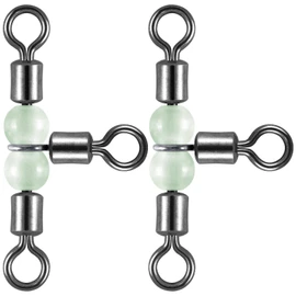 Dr.Fish 20 Pack 3-Way Fishing Swivels with Glow Beads Barrel Swivels Fishing Tackle T Shape Stainless Steel Three Way Catfish Rig 1 * 2