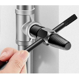 Shallho Double Head Pipe Screw Extractor, Water Pipe, Damaged Screws, Broken Slots, Removal Tool for 1/2 Inch and 3/4 Inch Hoses, Valve Tap