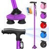 BigAlex Folding Walking Cane with LED Light,Pivoting Quad Base,Adjustable Walking