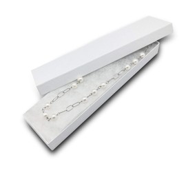 TheDisplayGuys 25-Pack #82 White Swirl Cotton Filled Paper Jewelry Gift Boxes (8 1/16" x 2 1/4" x 1 3/8") for Necklaces, Bracelets, Watches & Pens Display Retail and Shipping