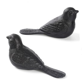 GDYOOSHOW Tope de puerta de hierro fundido resistente para puerta de pájaro, 2 piezas, estatua decorativa para el piso, para el hogar, oficina, dormit
