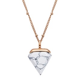 Kistanio Trigon Women's Necklace with Pendant Made of Marble in White, Very Fine and Top Current Chain on Trend, 3 Different Shades, rose, Classic