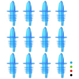Plastic Liquor Bottle Pourers blue- 12 Pack Classic Bottle Pourers for Alcohol, Leak-Proof, Dishwasher-Safe Pour Spouts for Liquor Bottles (blue)