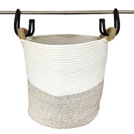 Pmsanzay 2Pack Storage Basket Closet Hanger Hooks, Cotton Rope Basket Organizer Hooks for Closet, Large Closet Hooks for Hanging Purses,Handbags,Belts,Hat,Backpack,Jeans - No Storage Basket