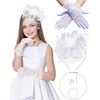 Bniksok Girls White Tea Party Fascinators Hats with Lace Gloves