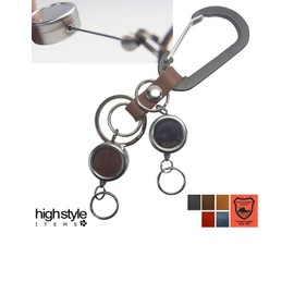 [highstyle] Made in Japan Tochigi Leather & Lightweight Aluminum Carabiner & Twin Reel Key Holder, navy