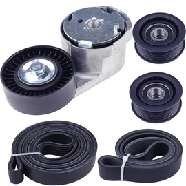 Drive Belt Tensioner Idler Pulley Kit Compatible with Maserati Ghibli Levante Quattroporte 3.0 3.8L V6 2013-2020, 278950 278940 286570 243857