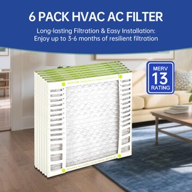 24x24x2 AC Furnace Air Filter MERV 13 Comparable with HVAC Air Condition cabin Vent Fan 23.43"x23.43"x1.75" 6 Packs