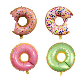 4PCS Donut Foil Balloons Kit Large Multicolor Sprinkle Aluminum Film Balloons for Baby Shower Donut Themed Party Birthday Decoration