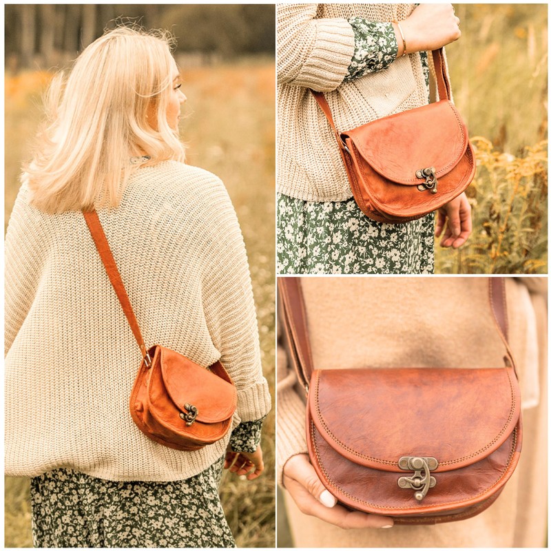 Gusti Handbag Leather – Pink Shoulder Bag Women's Vintage Brown