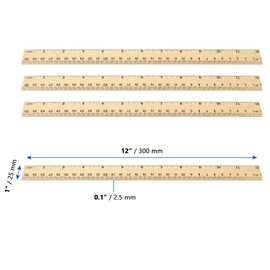 MANCHAP 144 PCS 12 Inch Wooden Rulers, Double Sided Pine Wood School Ruler, Wood Measuring Ruler for Home, and Office, 2 Scales (12 Inch and 30 CM)