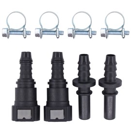 Car Motorcycle Fuel Line Hose Coupler Quick Release Connector 8mm 10mm Male and Female with Hose Clamps Clips Set of 2