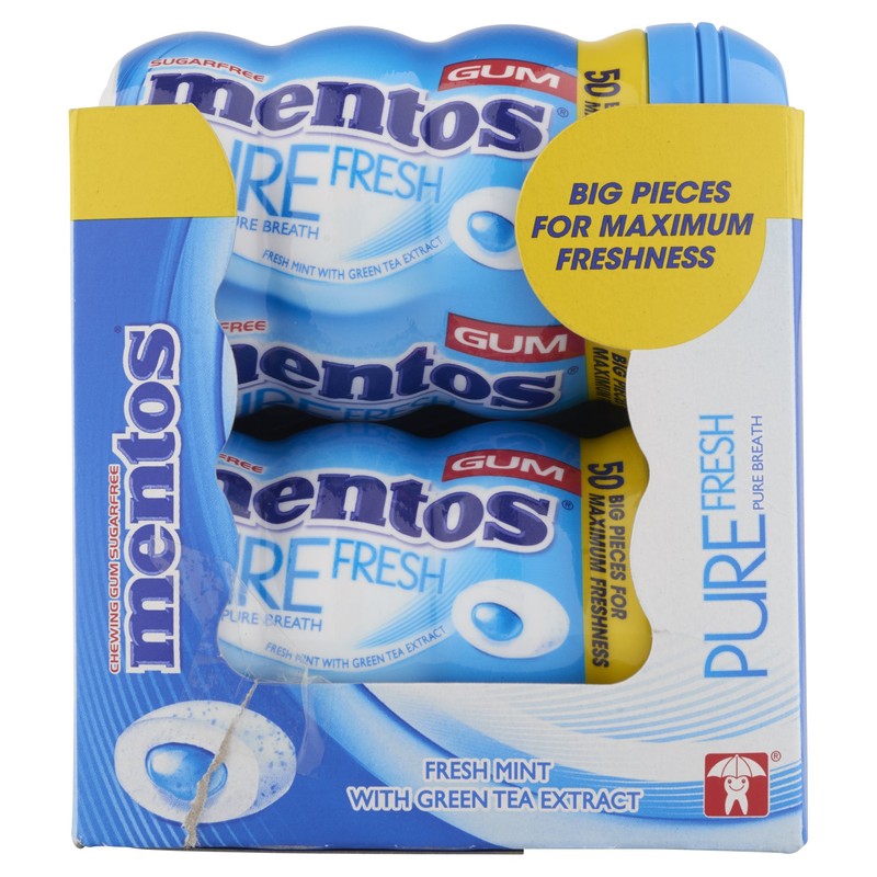 Mentos Gum Pure Fresh, fresh mint (Pack of 6, 50-Piece)