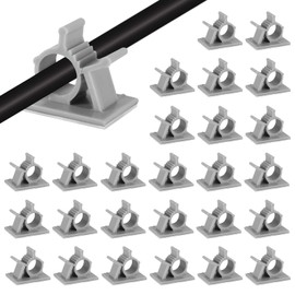 30 Pack Viaky Wire Holder for 0.4 Inch(Max) Cable - Cable Management Organizer Cable Clips Strong Adhesive Cord Hooks - Home, Office, Car, Cubicle, Desk, Wall, Nightstand Accessories - Grey