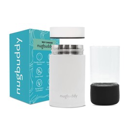 nugbuddy Mini Airtight Storage Container - Vacuum Sealed Insulated w Nested Glass Jar - UV Protection, Temperature Controlled Stainless - 100 ml (1/4 Oz)