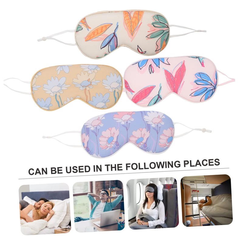 IWOWHERO 4pcs Portable Sleeping Eye Masks Lightweight Breathable Eye Covers