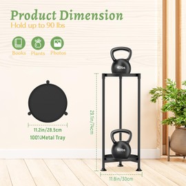 KMOTASUO 2 Tier Plant Stand Indoor for Large Tall Heavy Duty Planter, Multiple Sturdy Metal Flower Corner Rack for Narrow House Floor, Iron Vertical Level Round Orchi Holder Organizer, Black