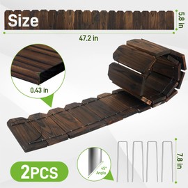 Mulctun Wood Garden Edging - 5.9" H X 47" L Sturdy Wooden Landscape Edging, Small Flower Bed Edging Borders, Decorative Wooden Garden Fence for Yard Flower Bed Lawns Pathway Tree (2 Packs)