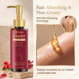 ARIYE Firming Body Oil for Crepe Skin,Silky After Shower Oil for Women &Men,Tightening&Hydrating Treatment for Arms,Legs,Stomach&Body,Natural Formula for All Skin,Lightweight&Non-Greasy (Burgundy)