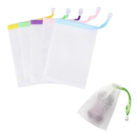 Soap Net, Face Wash Net, Foaming Net for Face, Soft Foam, Elastic Foam, Fine Foam, Thick Foam, Solid Soap, Just Add Soap, Easy Foam, Hanging, Hygienic, Slime Reducing, Bathroom (Pack of 5, Random