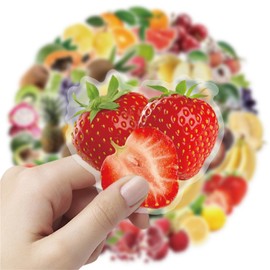 50PCS Transparent Fruits Vegetable Stickers, Realistic Food Fruits Stickers for Kids Teens, Teachers, Student, Waterproof Water Bottle Sticker for Laptop, Scrapbook, Classroom, Party Favors