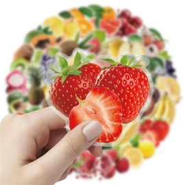 50PCS Transparent Fruits Vegetable Stickers, Realistic Food Fruits Stickers for Kids Teens, Teachers, Student, Waterproof Water Bottle Sticker for Laptop, Scrapbook, Classroom, Party Favors