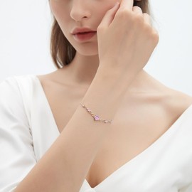 Infinity Heart Birthstone Bracelets for Women, 925 Sterling Silver Women Charm Link Bracelet Adjustable, Birthday Anniversary Christmas Jewelry Gifts for Women Wife Mom Girlfriend Her (Sterling Silver 10 Oct)