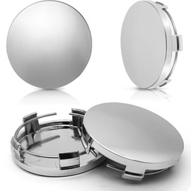 Set of 4 Wheel Trims, Hub Caps OD 60 mm ID 56 mm, Wheel Hub Caps, Car Hub Caps, Set with Four Wheel Trims, Universal ABS Silver Hub Caps, for Hub Caps 58-60 mm Wheel Holes