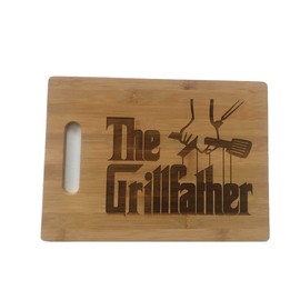 THE GRILLFATHER Grill Master BBQ Barbecue Birthday Father's Day Gift Dad Father Grandfather Engraved Wooden Bamboo Cutting Board Italian Godfather Inspired