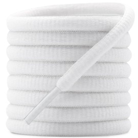 DELELE 2 Pair Oval Shoes laces Half Round 1/4" Athletic Shoelaces Shoe Strings White 47 inch