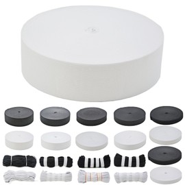 Roban Fashion 25 metres, white, black rubber band, width 5, 10, 12, 15, 20, 25, 30, 35, 40, 45, 50 mm.