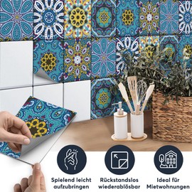 CREATISTO Tile Stickers, Tile Film, Mosaic Tiles, Sticker Film for Tiles, Decorative Film for Tiles in Kitchen and Bathroom/Bathroom (20 x 25 cm, 12 Pieces)