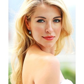 Starchenie Huggie Hoop Earrings 925 Sterling Silver 14mm Hoop Earrings Teardrop Birthstones Dangel Drop Earrings May Emerald Gift for Women