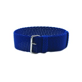 HNS 20mm Blue Perlon Braided Woven Watch Strap with Silver Buckle