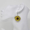 Hand-Painted Wood Sunflower Dangle Earrings