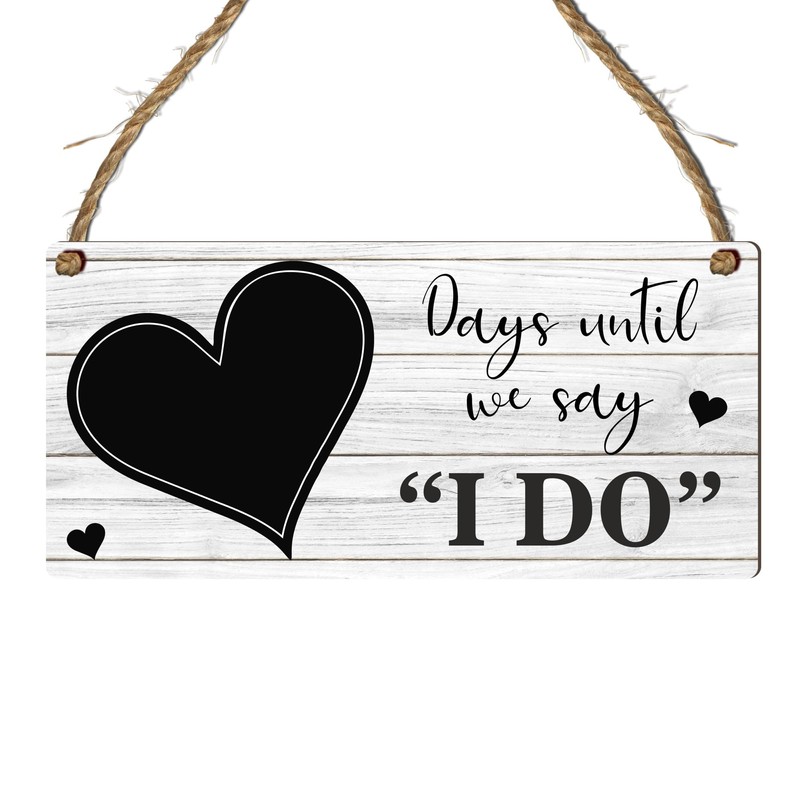 Countdown Wedding Plaque with Rustic Chalkboard/Whiteboard Heart Design - Keepsake