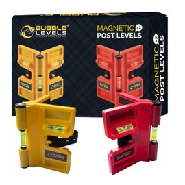 BUBBLE LEVELS | 2 Pack | Adjustable Folding Magnetic Spirit Levels | Magnetic Post, Pipe, Column and Corner Levelling Spirit Level | 188 mm x 134 mm