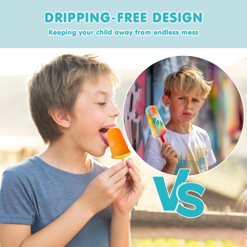 Miaowoof Silicone Popsicles Molds for Toddlers, 8-Cavity Non-BPA Premium Silicone